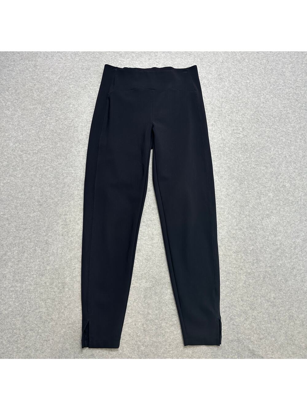 Zella Pants WMNS M Black Pull On Mid Rise Stretchy Elastic Waist Slit Hem Ankle